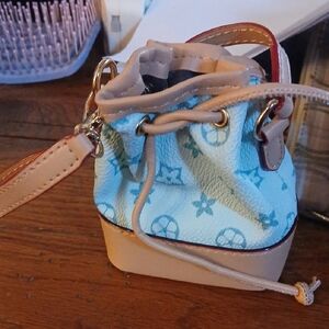 Light Blue Bucket Mini Bag Coin Purse Or Bag Charm NWOT